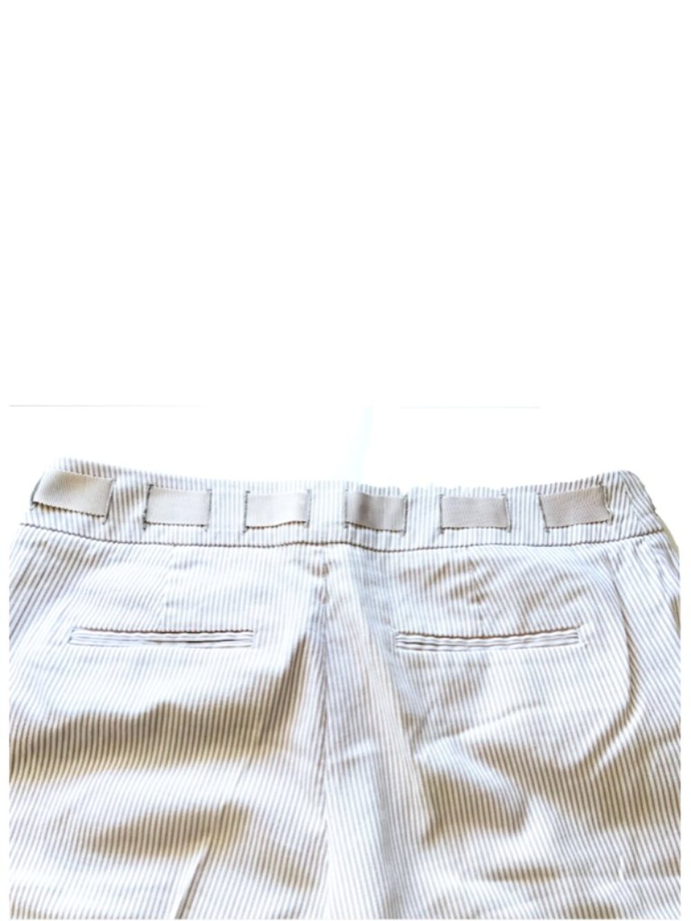 2/$29 INC ribbon waist cropped capri size 8 tan white pinstriped pants - Picture 10 of 12